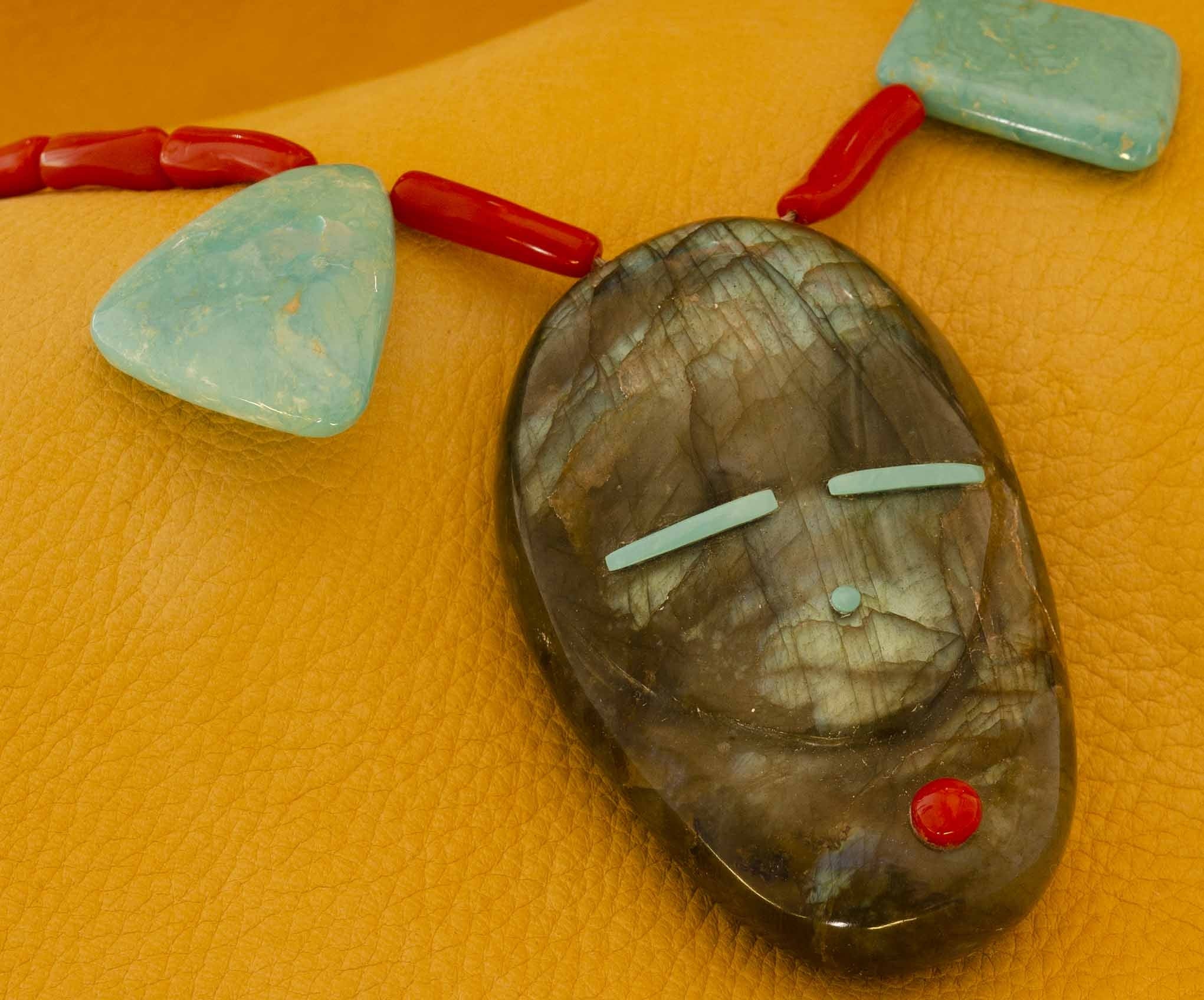 Mask Sculpture Necklace by Daniel Chattin and Veronica Poblano